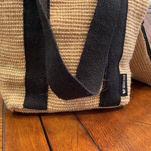 New Wacoal  Jute Tan and Black Tote Bag with Zipper Pouch